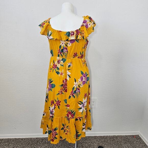 Old navy cami Tie-Belt Ruffle-Trim Midi Dress sz L - Picture 3 of 7